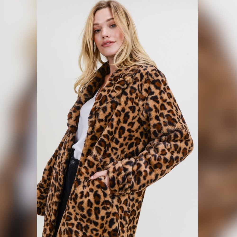 Great Gift! NEW COZY Leopard Animal Print Fancy Jacket Coat SMALL - Picture 4 of 13